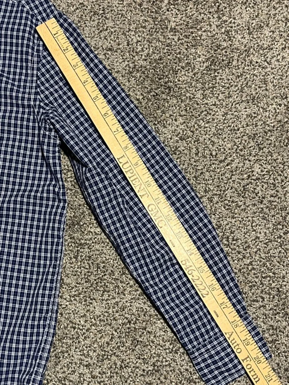 Ralph Lauren Boys Medium 10/12 Button Down Shirt Navy Gingham Plaid Pony Cotton
